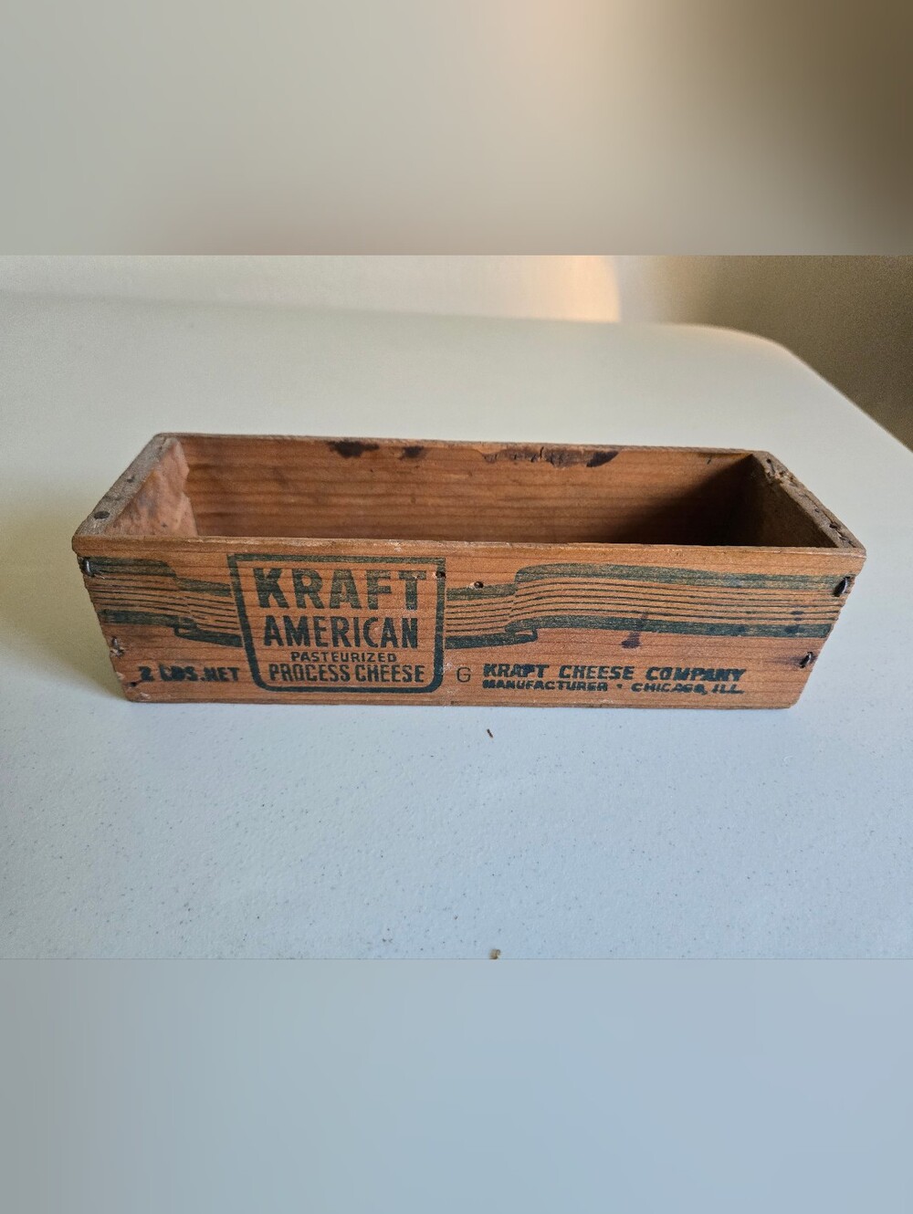 Vintage KRAFT American Wood Cheese Box - Natural Wood